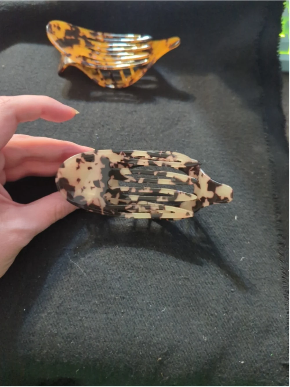French Flat Hair Clips Celluloid Leopard Print - 2 Pack